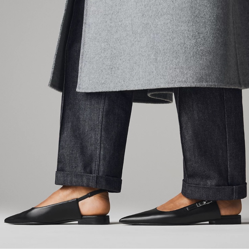 Hermes Black Lovlie Slingbsck Leather Slingback Flats - Picture 2 of 10
